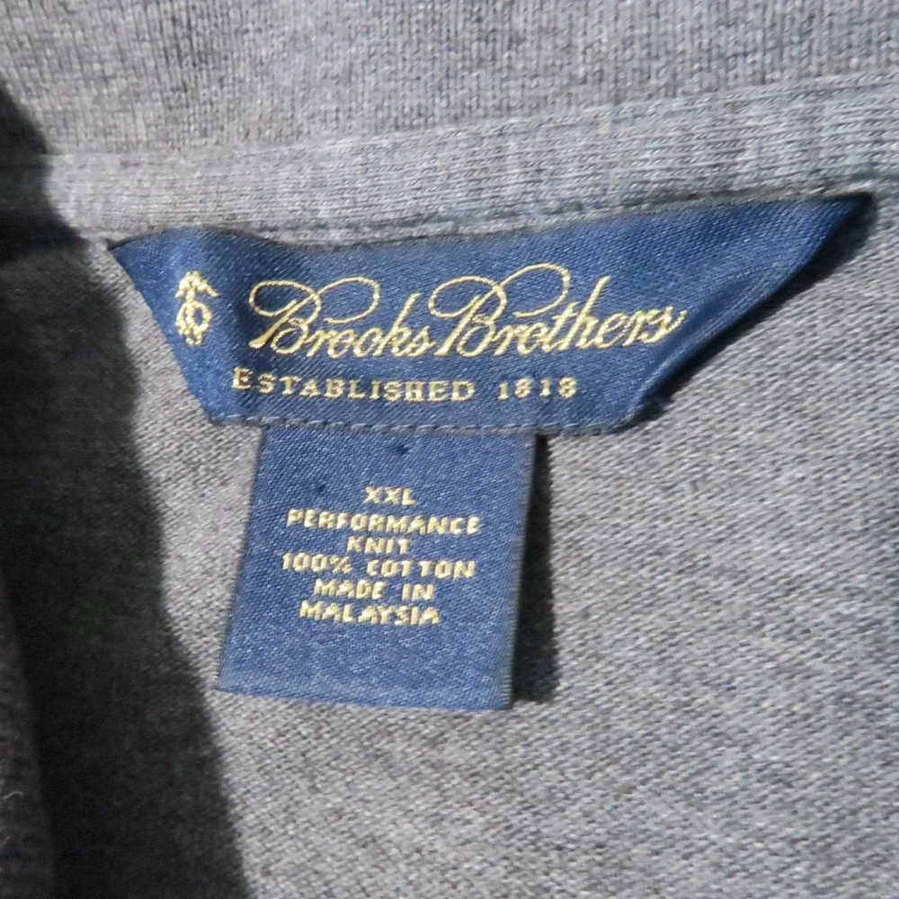 Brooks Brothers Performance Knit Polo Shirt Mens 2XL Gray Business Casual Golf